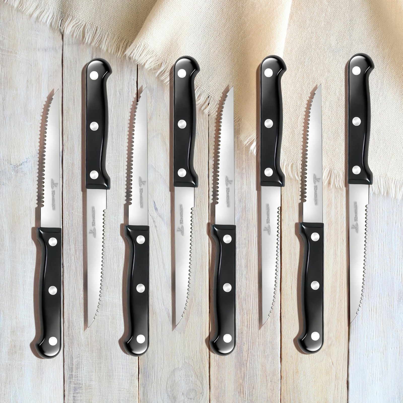 Upgraded Steak Knives Set of 8, Uncoated Stainless Steel Serrated Steak Knife…