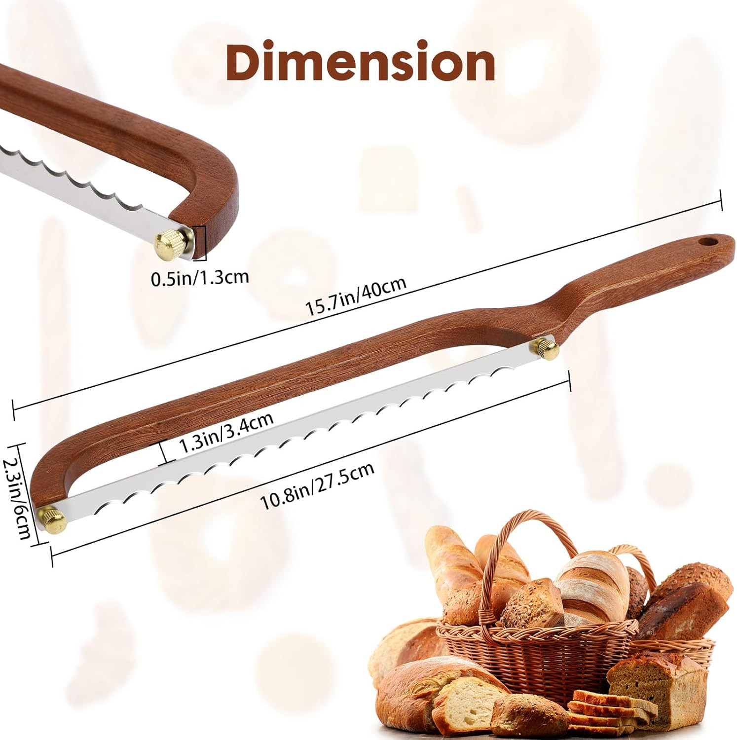Bread Slicer for Homemade Bread – Wooden Sourdough Bread Knife with Bow Design –