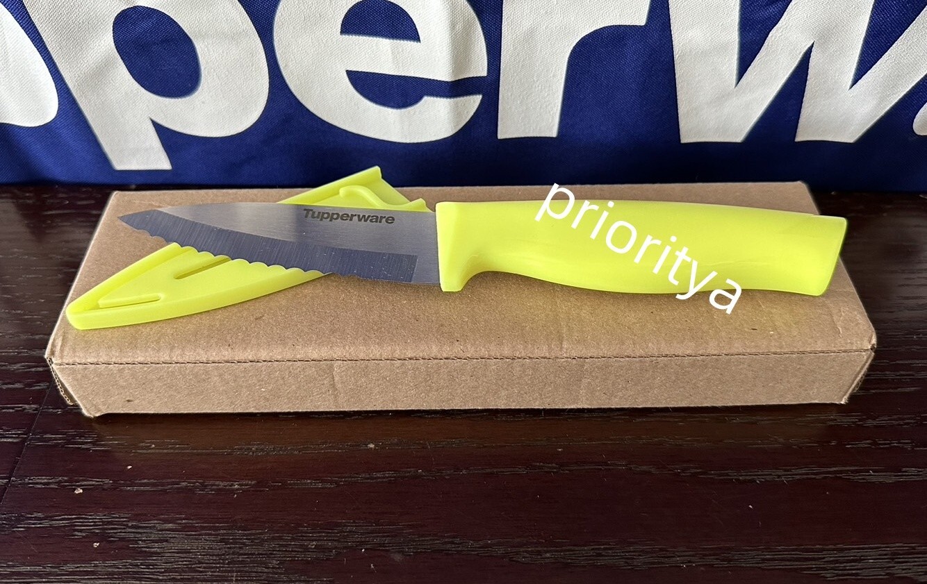 Tupperware Series Chef Utility Knife Sheath 4″ Serrated Blade Neon Yellow New