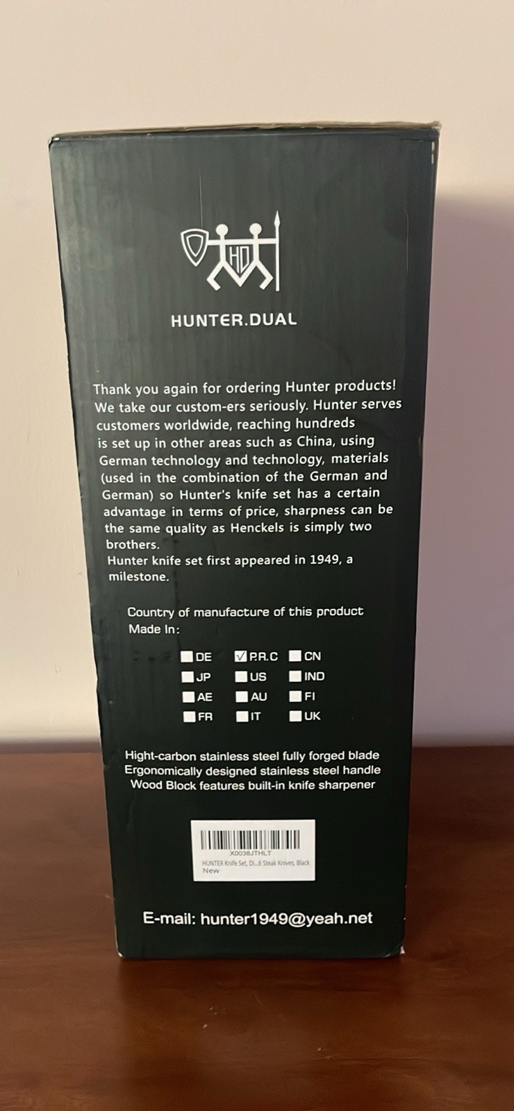 HUNTER DUAL Knife Set, Dishwasher Safe Kitchen Knife Set with Block Black