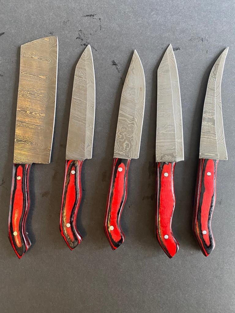 Custom Made Damascus steel 5 Pcs Chef knives Everyday Kitchen knife setZH58W/