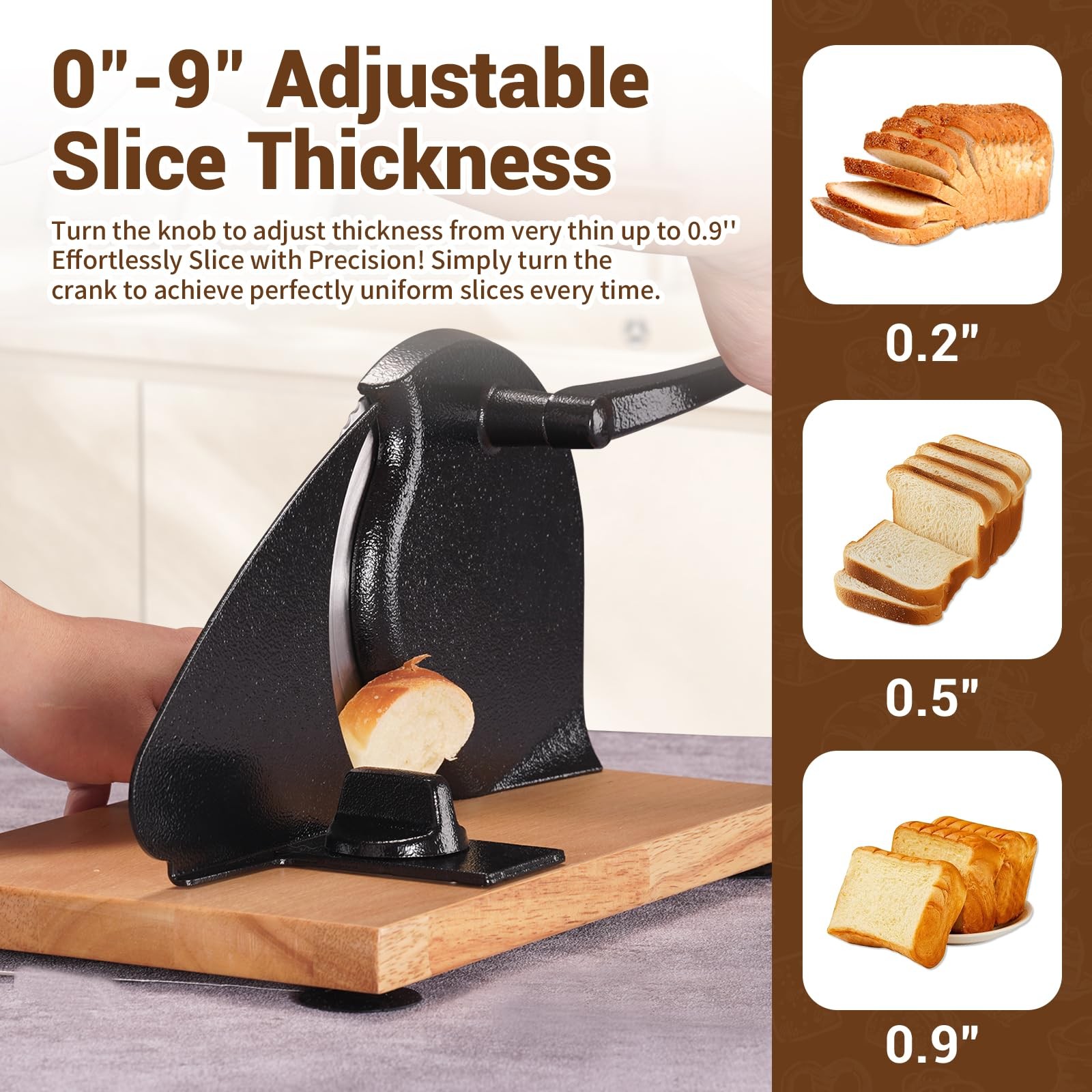 Manual Bread Slicer for Homemade Sourdough Bread – Adjustable Thickness & Eve…
