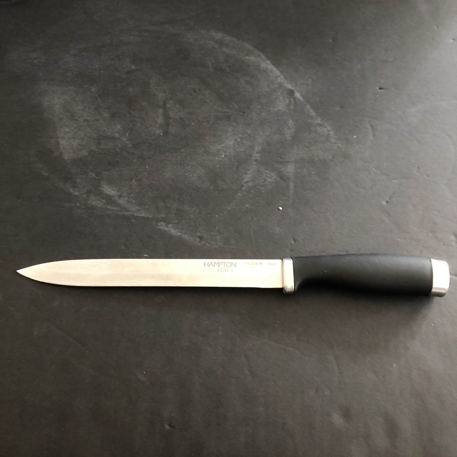 Hampton Forge Epicure–8″ Slicer Knife Black Handle With Silver Superior Steel