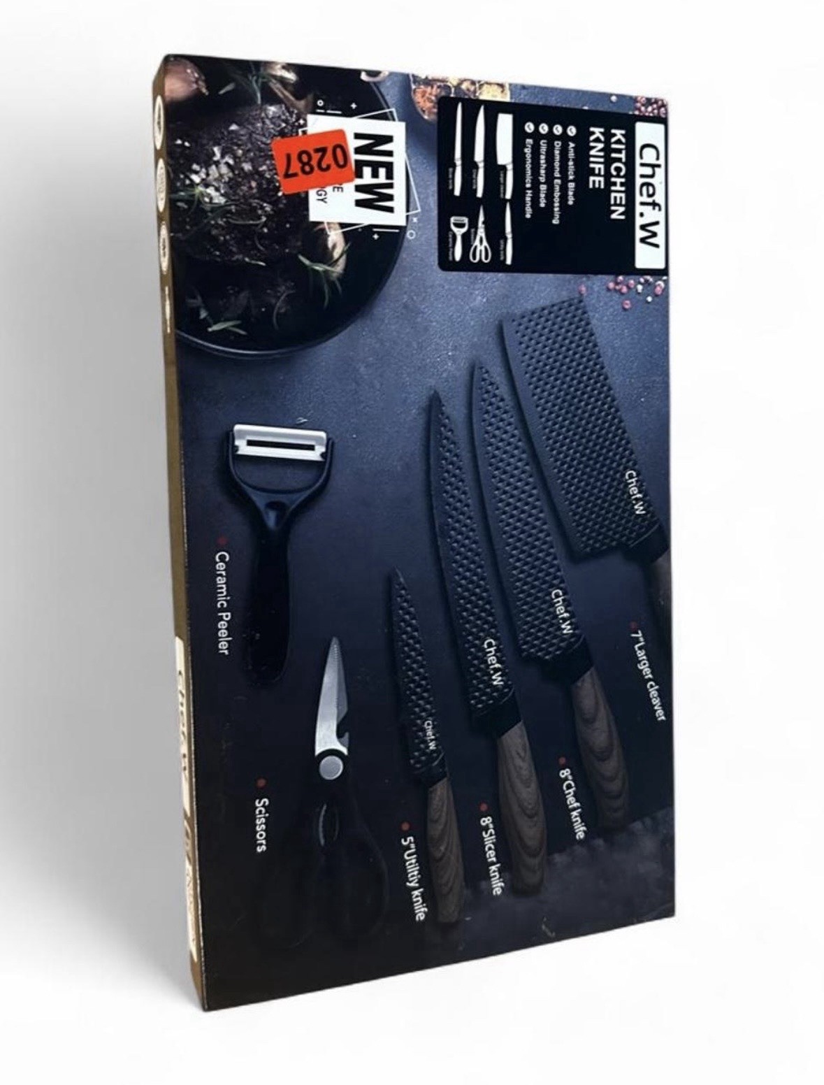 Gift Box Set Professional 6 Kitchen Knife Set, Chef’s Knife, Slicing Knife, Sc