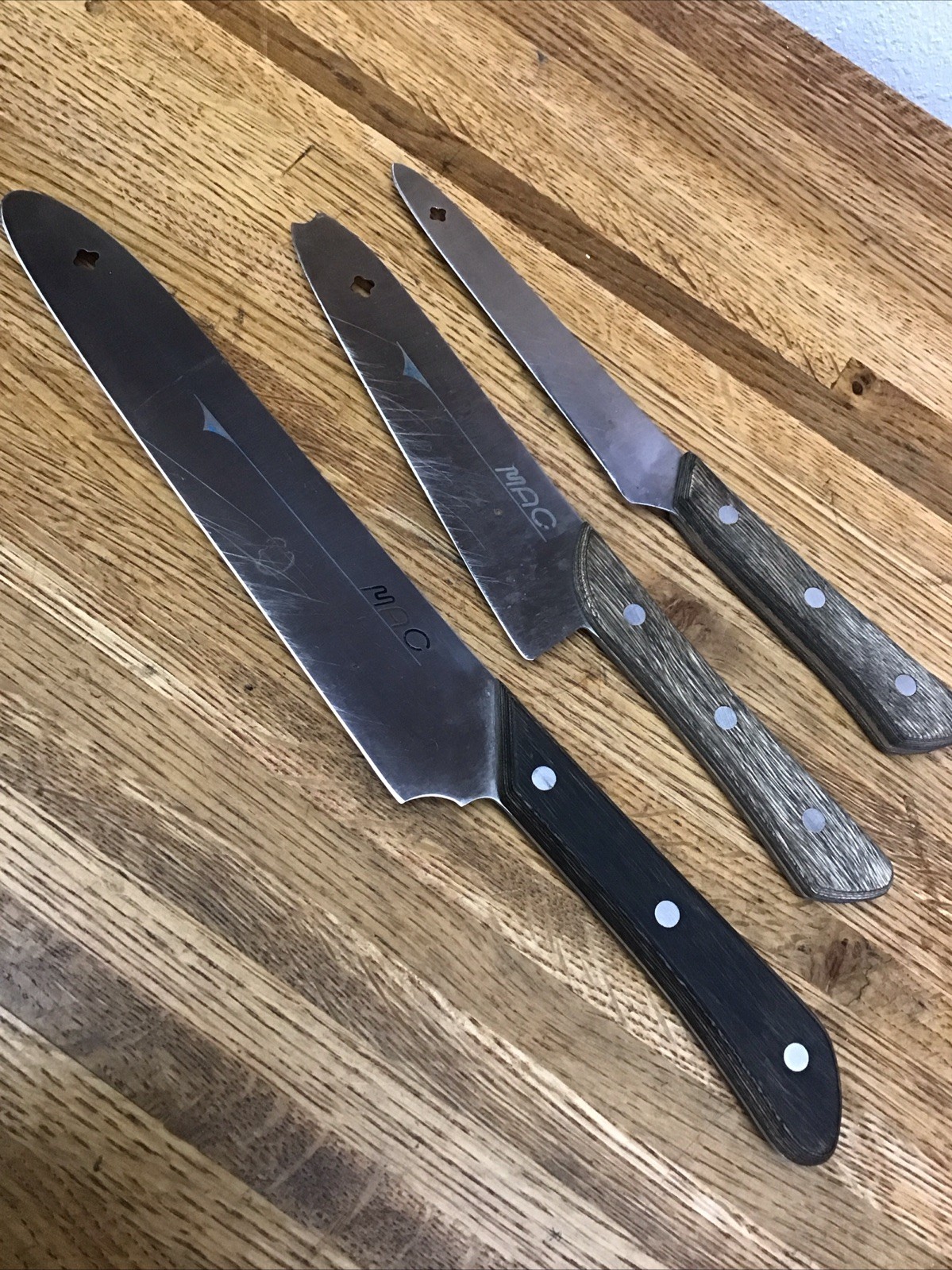 MAC Chef’s Knife Japan Kitchen Carving Slicing 6”, 7”, 9”- Vintage Lot Of 3