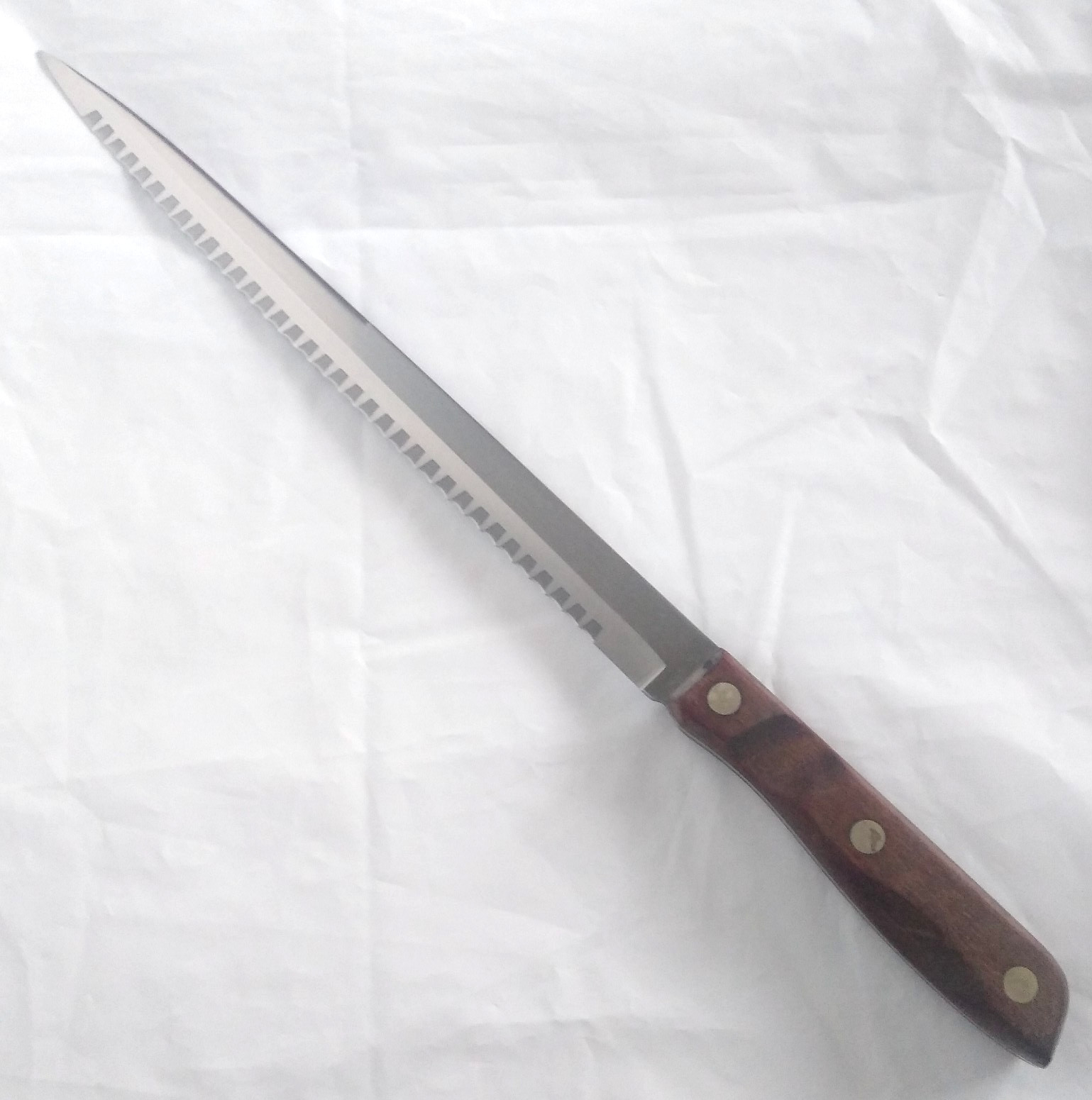 Vintage Zylco Freeze USA 95-N 11″ Carving Knife Stainless Steel Wood Handle USA