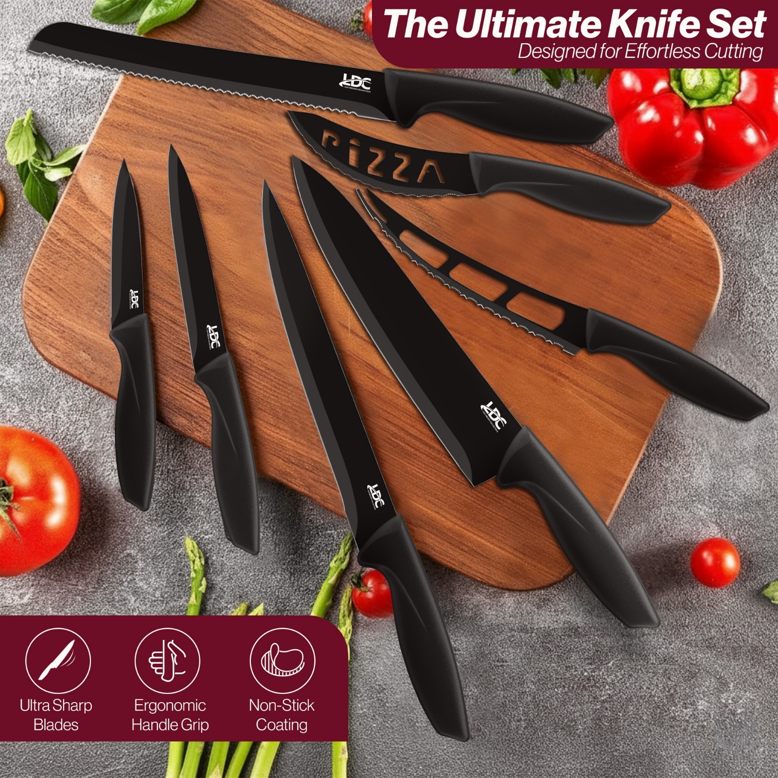 Knives Set Serrated Stainless Steel Steak Kitchen Chef Cutlery Sharp Knifes