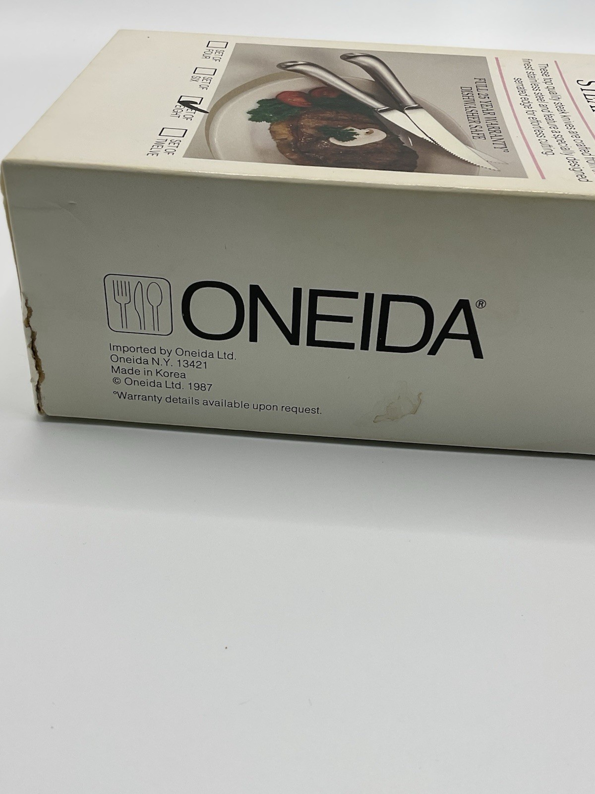 Vtg Oneida Northland Stainless Pistol Handle Steak Knives Set of 8 New In Box