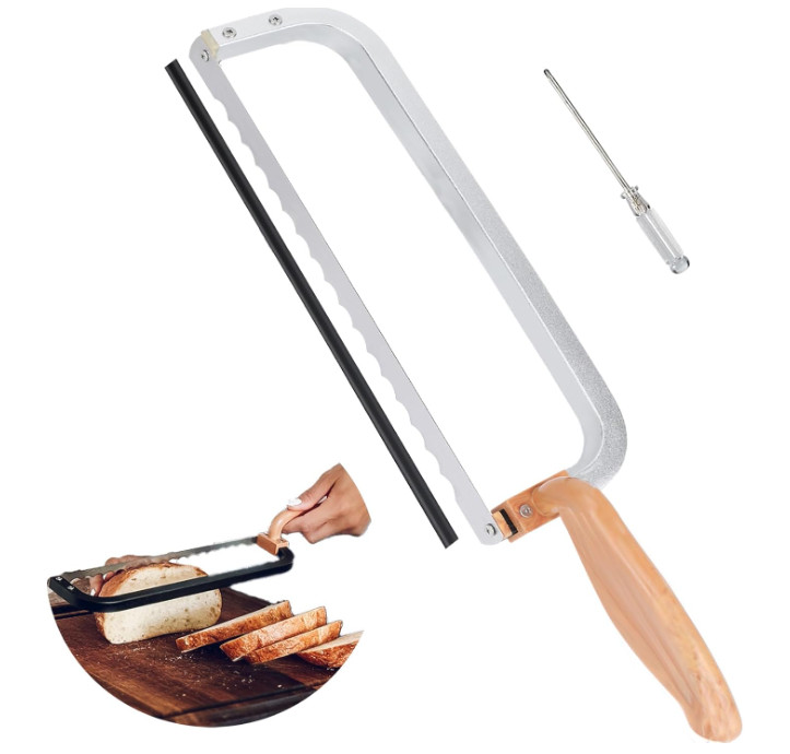15.7 in Serrated Bread Slicer, Sourdough Bread Knife, Stainless Steel Bow Knife