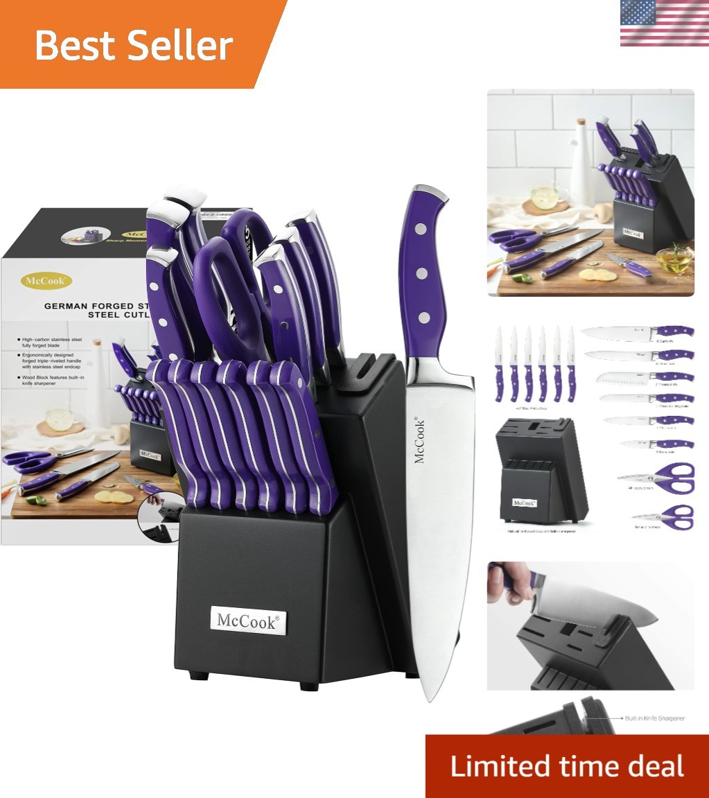 Elegant Purple 14-Piece Kitchen Knife Set – Ergonomic Handles, Sharp & Durable