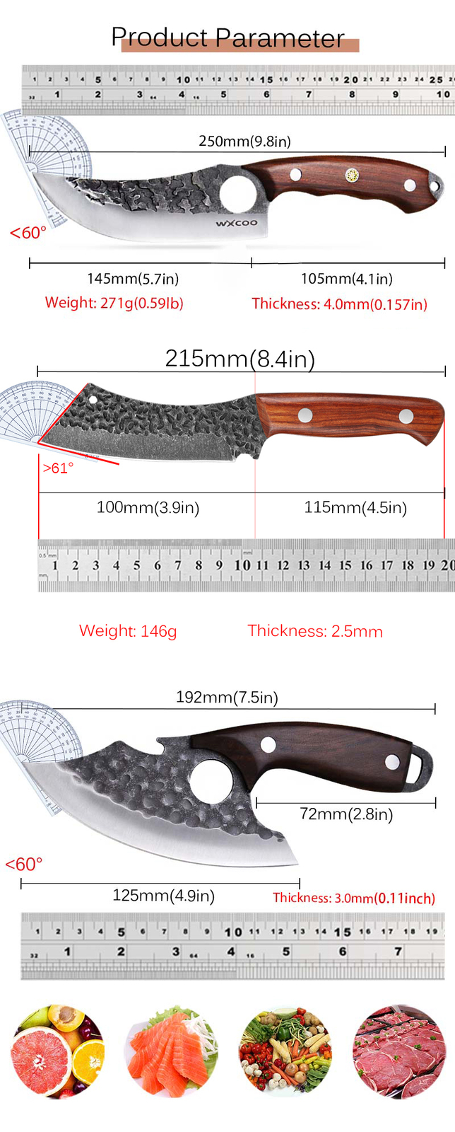 Professional Fruit Slicing Knives Japan Chef’s Knife Meat Cleavers Boning Knife
