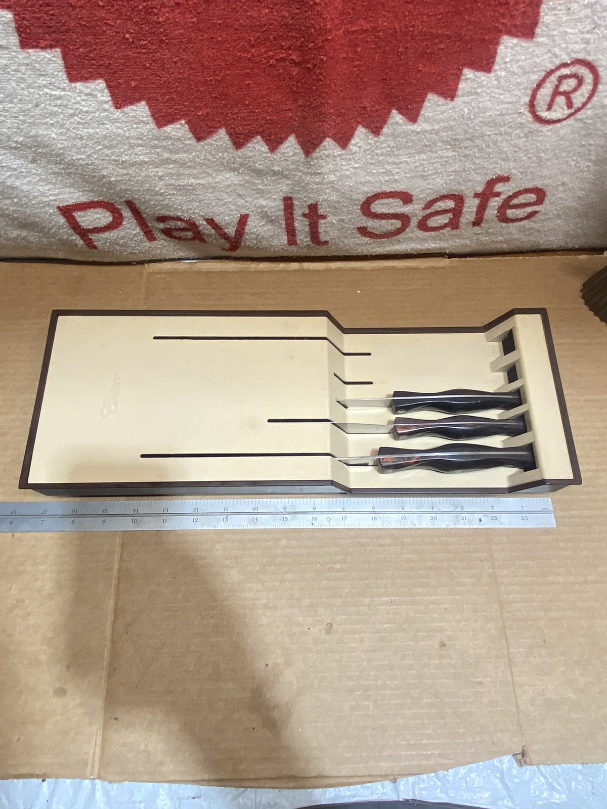 Vintage Cutco 3 Piece Brown Knife Set 1721 1724 1768 with Holder