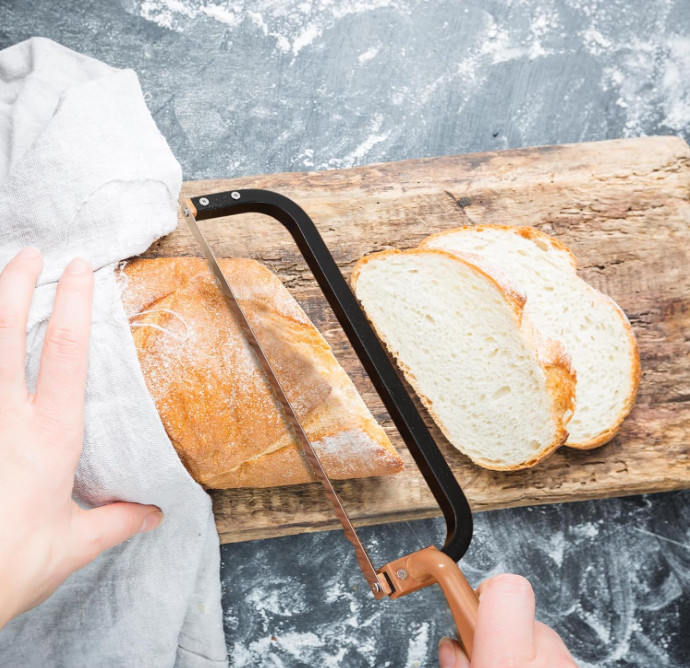 15.7 in Serrated Bread Slicer, Sourdough Bread Knife, Stainless Steel Bow Knife