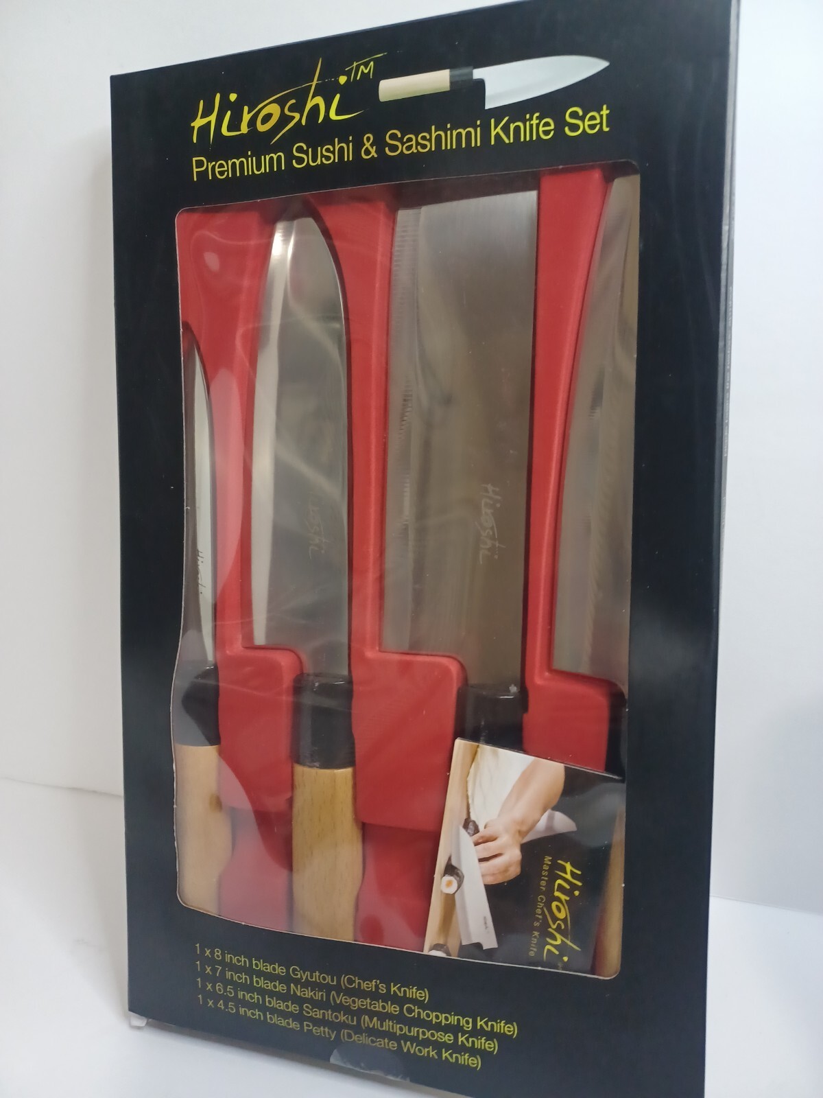 Hiroshi Premium Knife Set 4 Piece Sushi & Sashimi Chef Knives NEW
