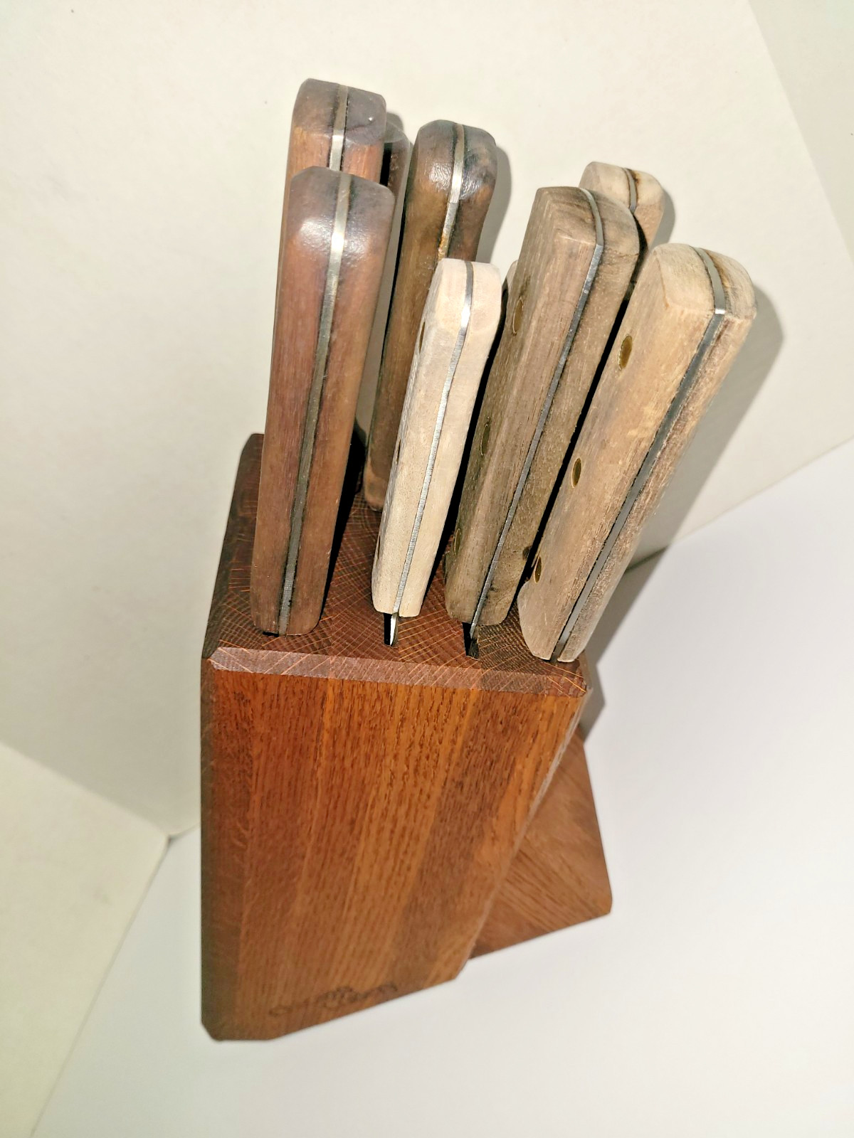 Vintage Chicago Cutlery Knife Set W/ Original Block, 9 Knives + Sharpening Tool