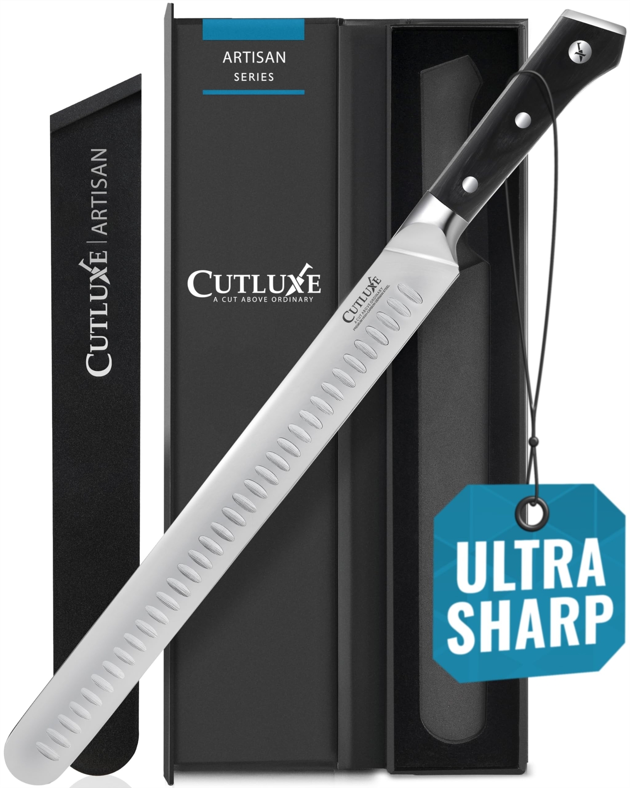 Cutluxe Slicing Carving Knife – 12″ Brisket Knife, Meat Cutting and BBQ Knife…