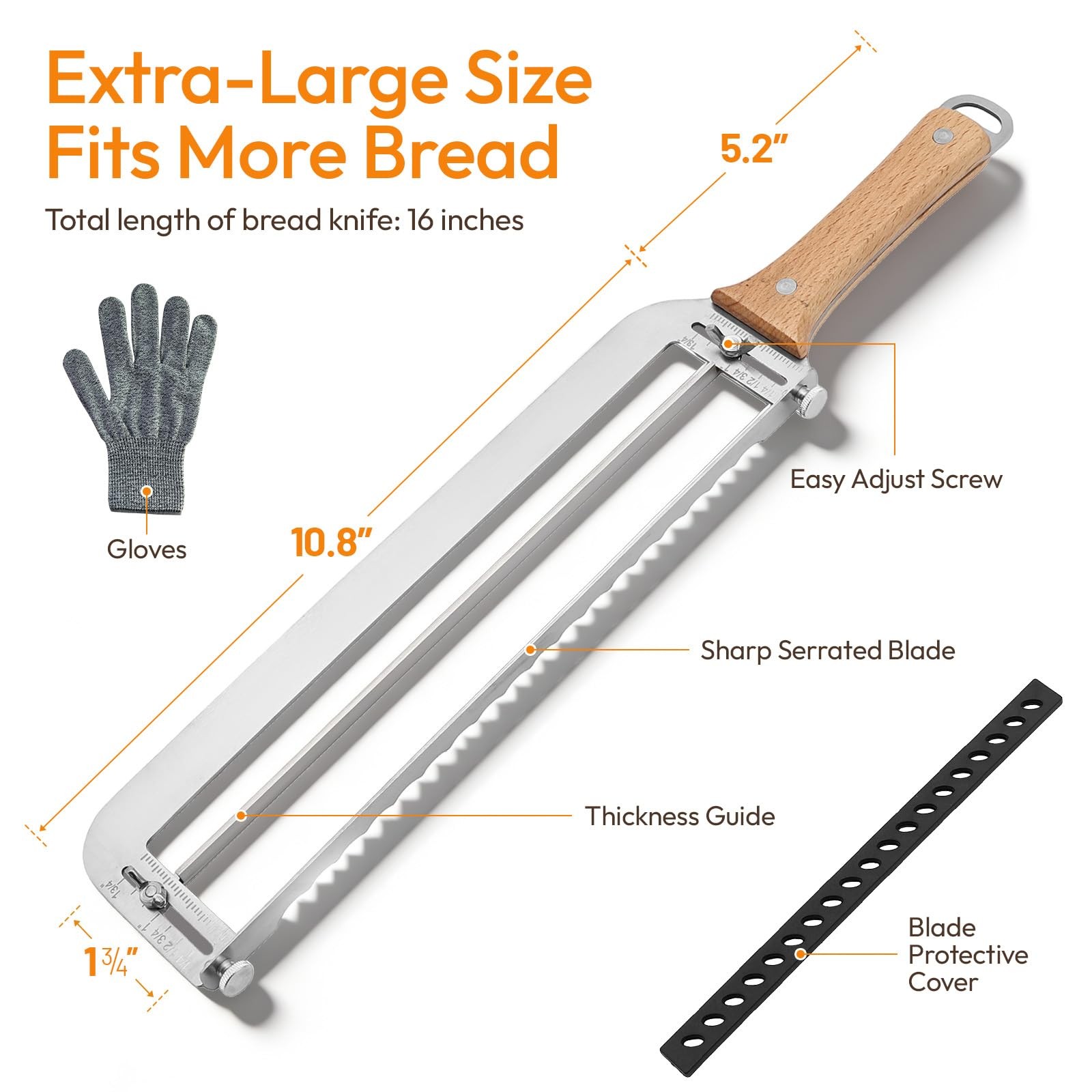 Adjustable Bread Slicer for Homemade Bread – Sourdough Bread Knife with Preci…