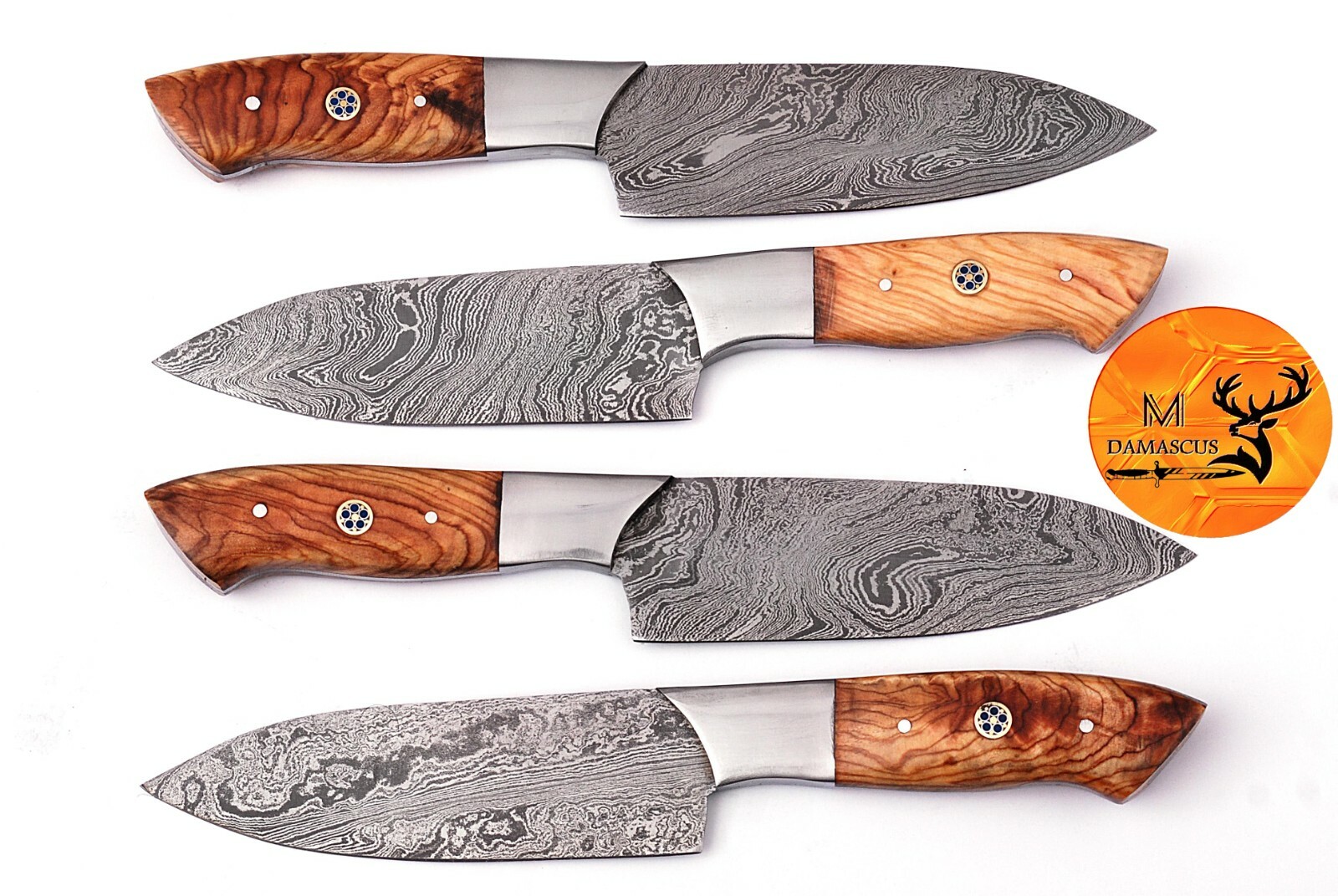 CUSTOM MADE FORGED DAMASCUS STEEL STEAK KNIFE SET KITCHEN CHEF KNIVES 1404
