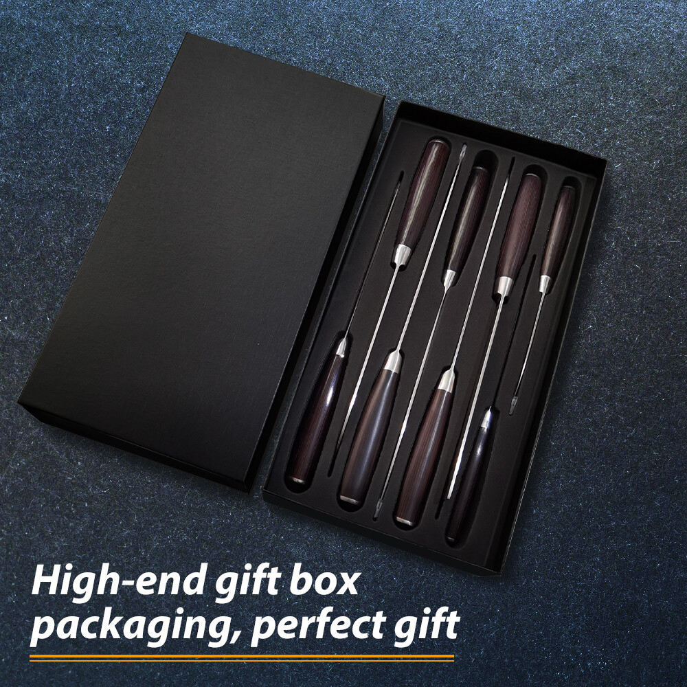 8Pcs Kitchen Knife Set Stainless Steel Ultra Sharp Chef Meat Knives w/ Gift Box