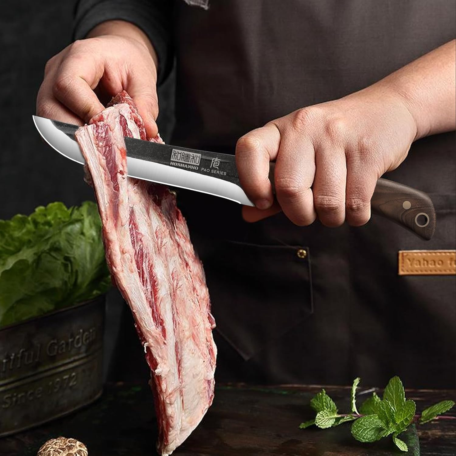 Butcher Knife Set, Hand Forged Butcher Chef Knife Set with Roll Bag, Sharp Meat