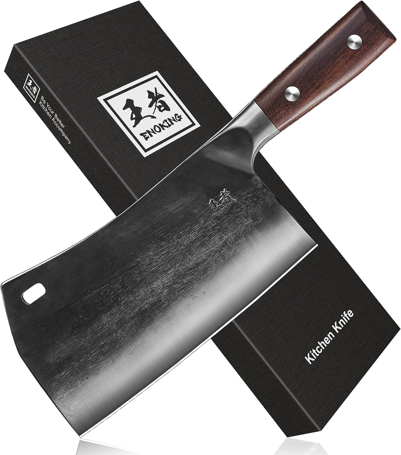 ENOKING 7.5″ Cleaver Knife, Chef’S Knives – Hand Forged, German High Carbon Stai