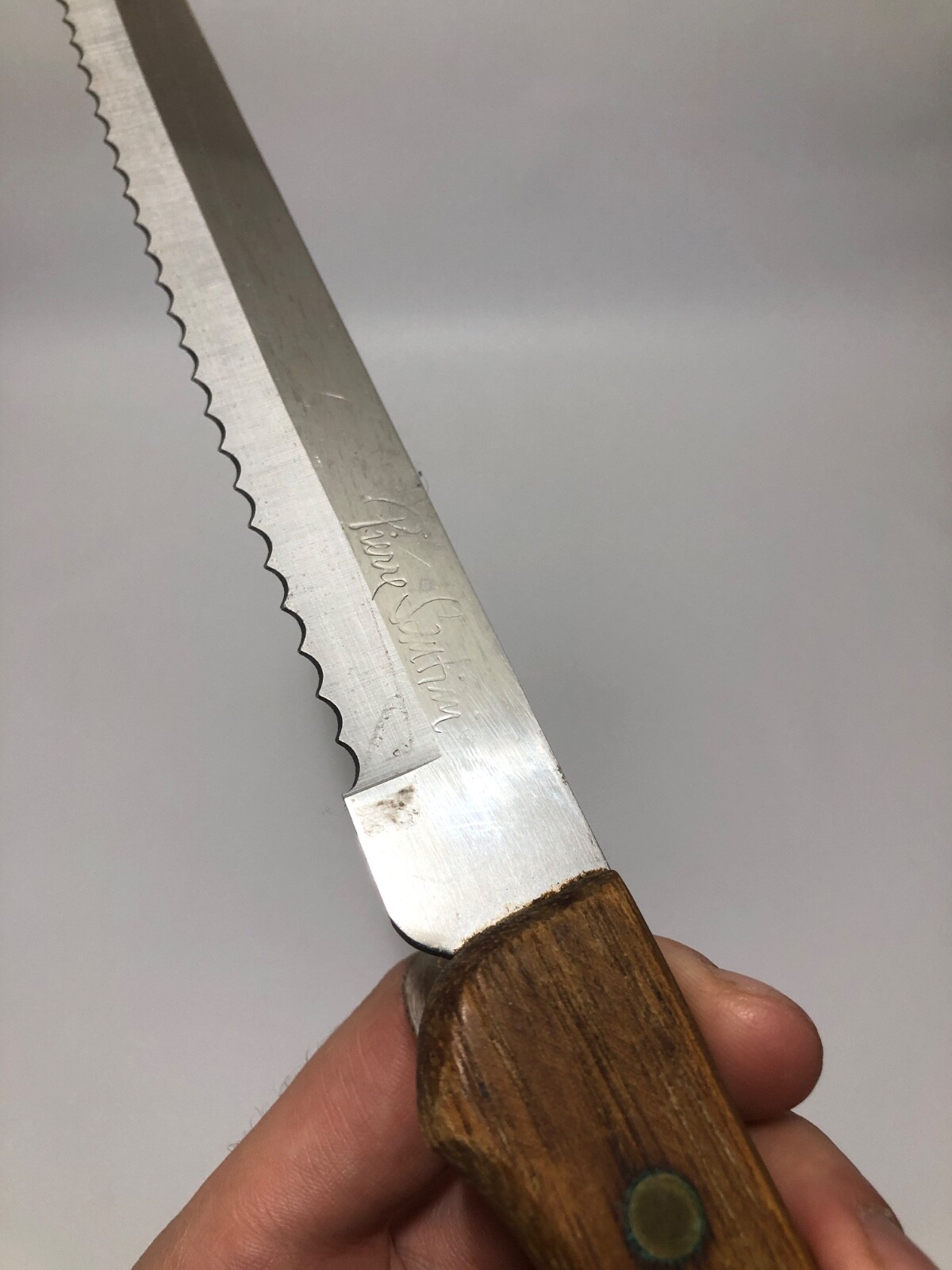 pierre santin knife kitchen chef used bread/serrated 9.5” blade