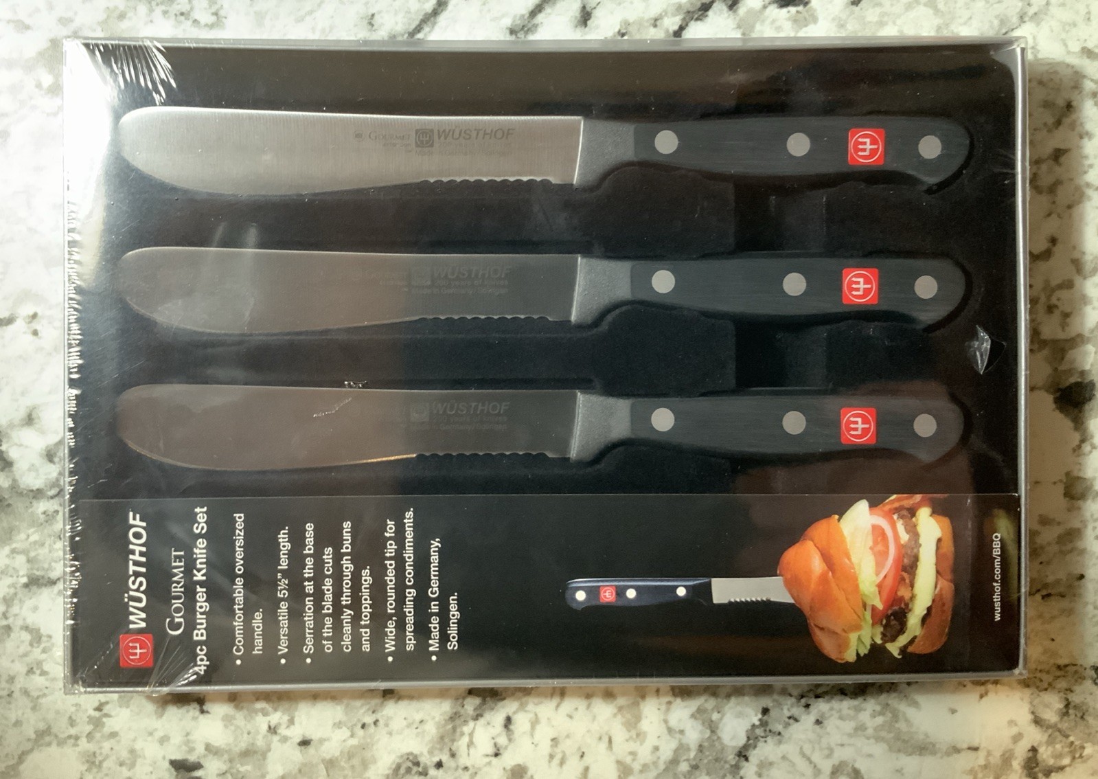 Wusthof Gourmet 4 piece Burger Knife Set 4115 13cm New In Box
