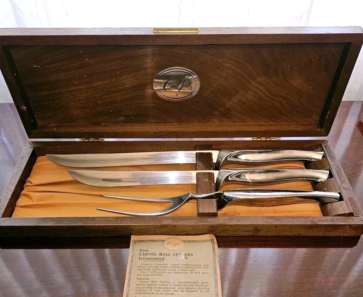 Vintage Carvel Hall Knife Knives Carving Box Set 3 Piece With Case