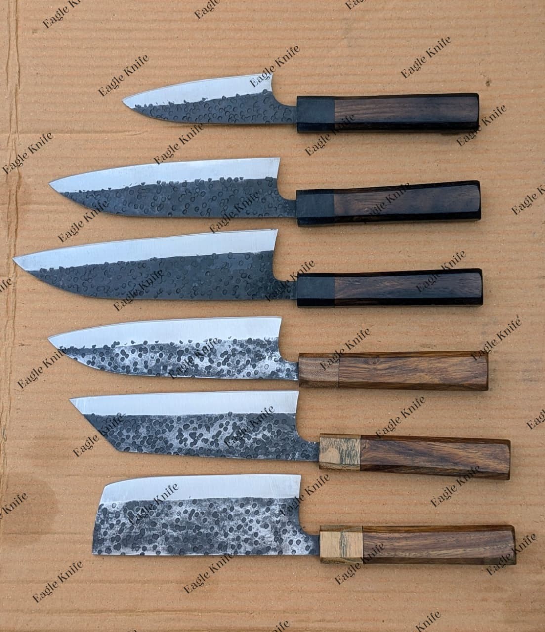 Hand Forged Japanese Chef Knife, Hammered Kurouchi Gyuto Knife, Carbon Steel