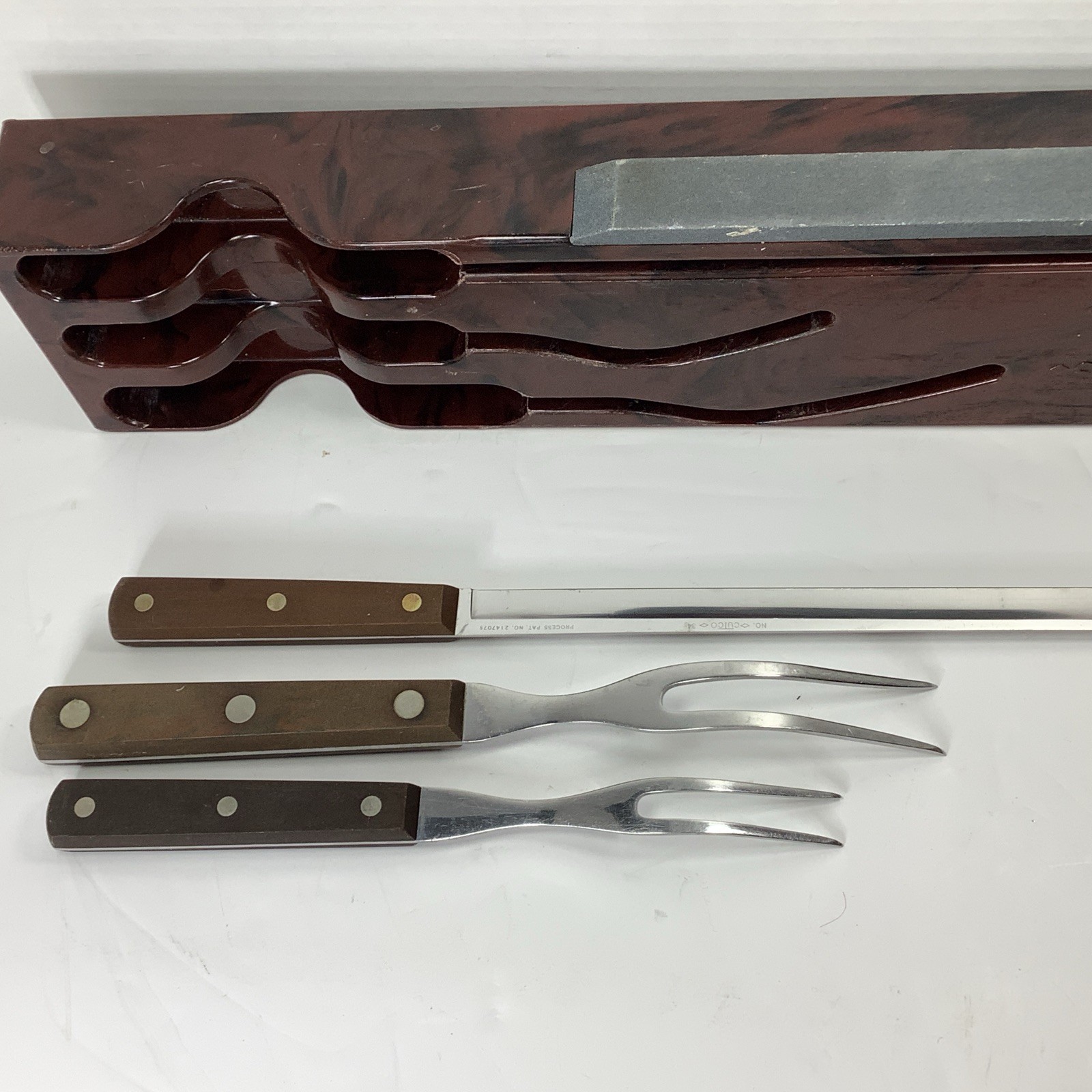 Vintage Cutco Carving Set Bakelite Tray Honing Stone # 41 34 Knife 36 37 Forks