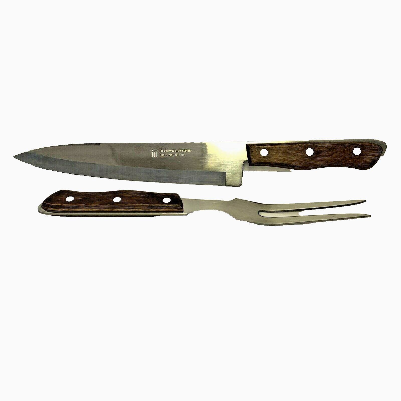 Vintage Maxam Precision Hollow Ground Stainless Steel Chef’s Knife & Fork Japan