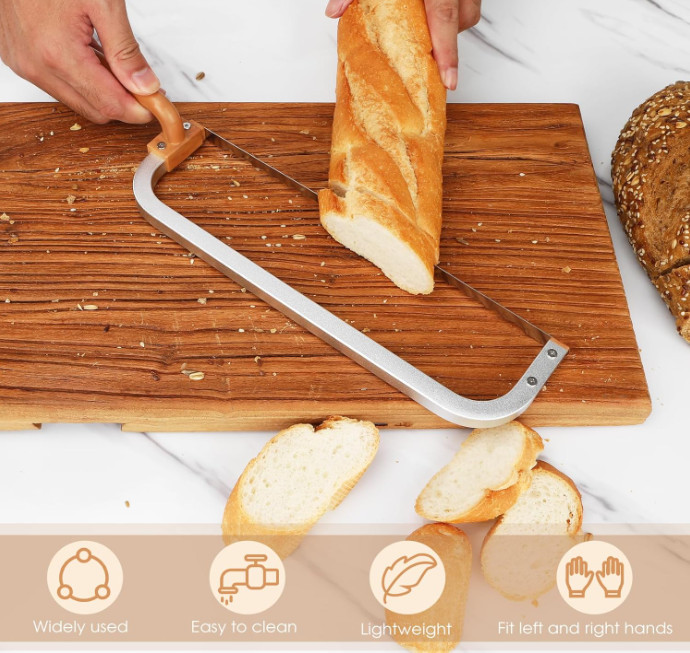 15.7 in Serrated Bread Slicer, Sourdough Bread Knife, Stainless Steel Bow Knife