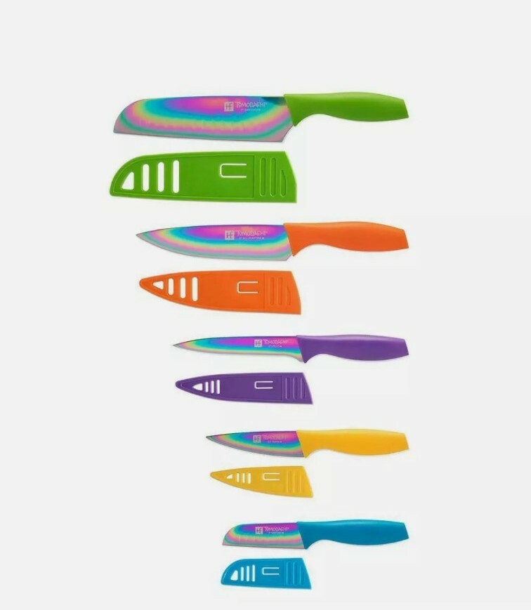 Hampton Forge Tomodachi TITANIUM COATED 5 knives w/ 5 blade guards
