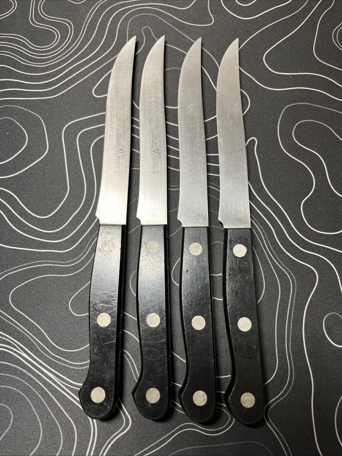 Lot of 4 Zwilling JA Henckels 4.5 in Steak Knives Made in Spain Stainless Steel