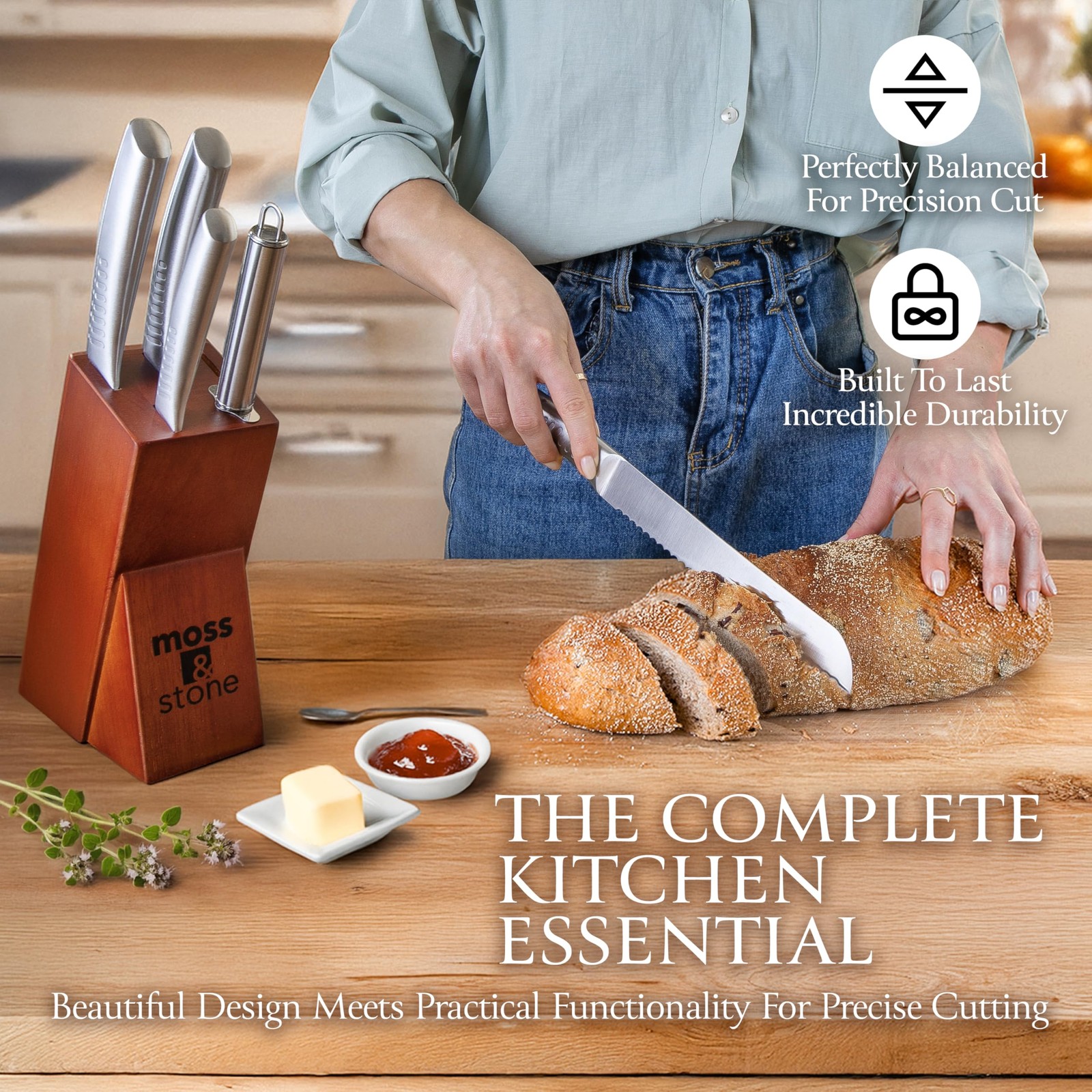 Moss & Stone Professional Kitchen Knife Chef Set, 6 Pcs Small Knife Set With …