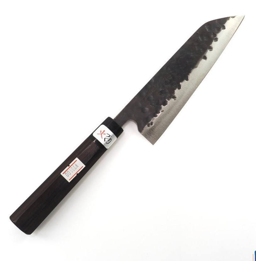Fujiwara Teruyasu Japanese Santoku Kitchen Knife 180mm Blue Steel Super Ebony