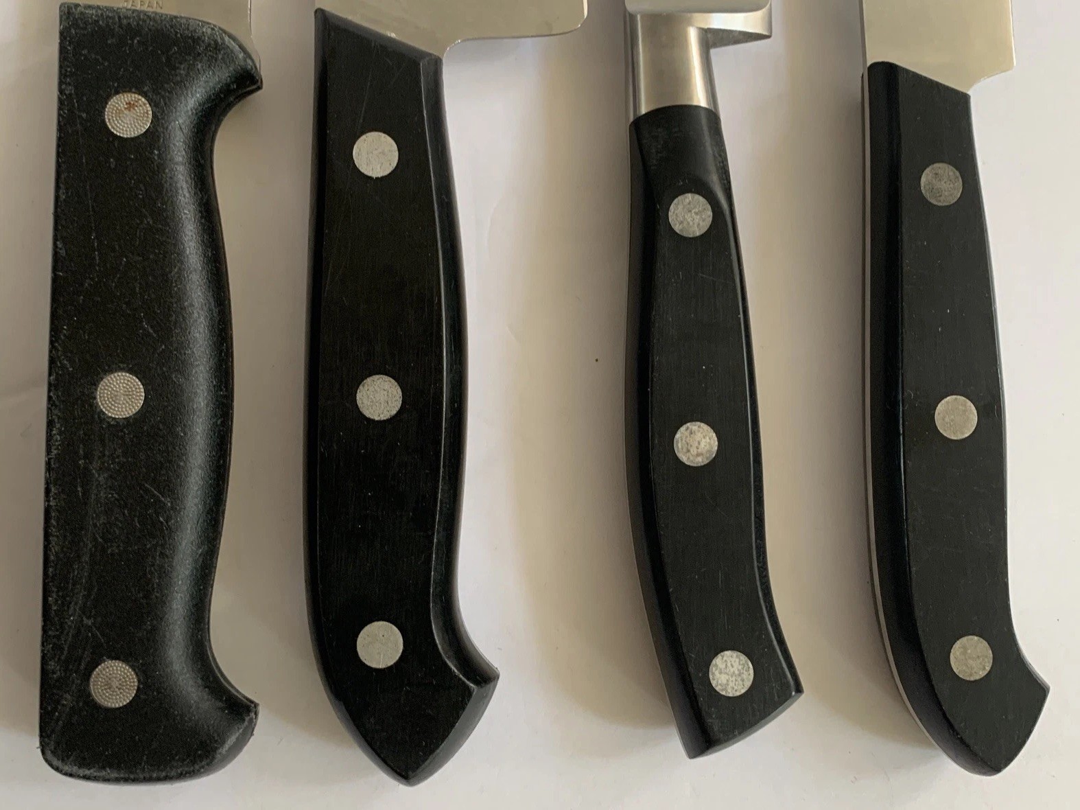 Lot Of 5 Henckels Chef Cooking Slicing Bread Knives Spain , Granite Italy 8” Pan