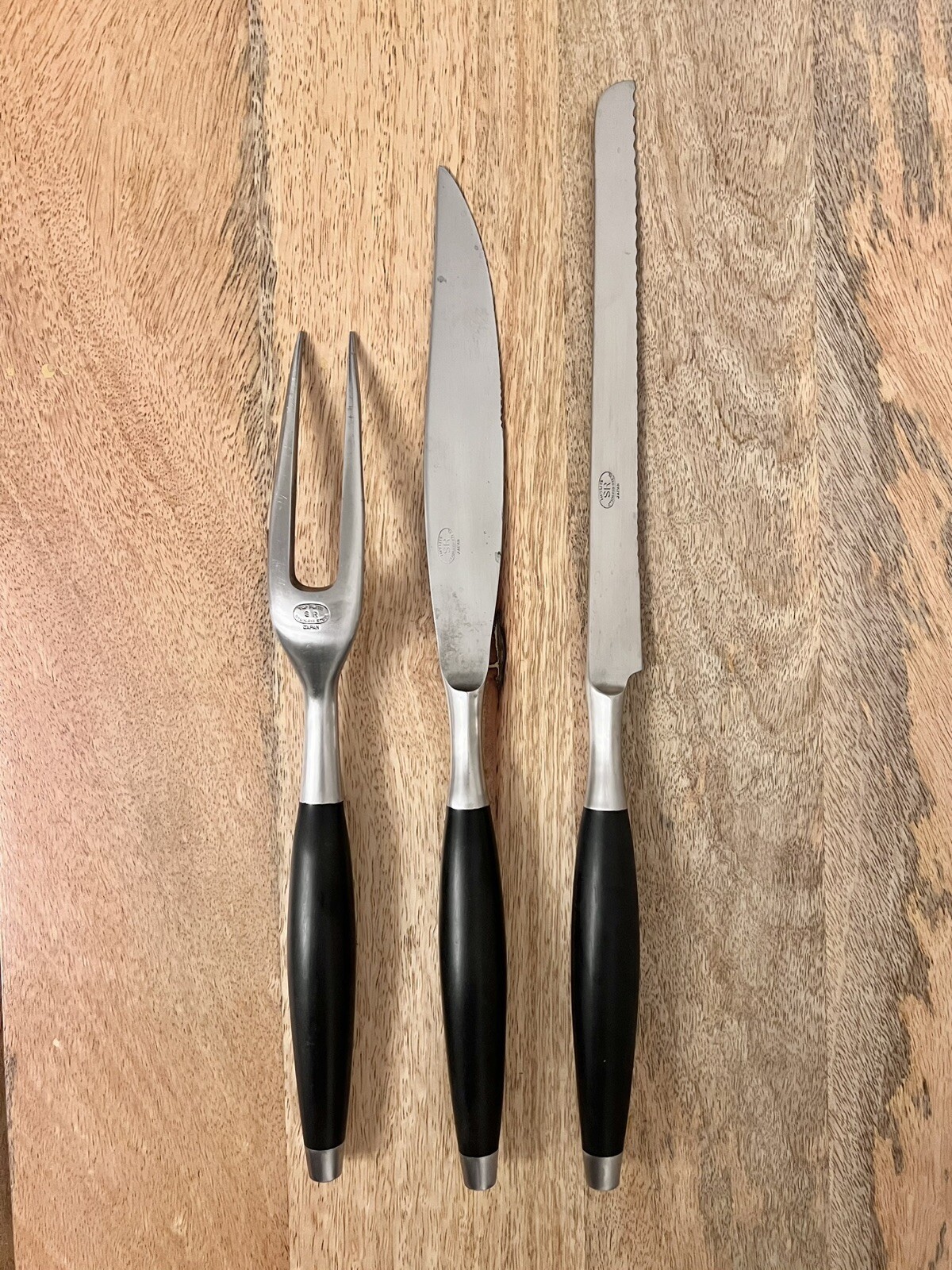 Top Flite SR Stanley Roberts Three Piece Meat Carving Set Knife Fork Japan