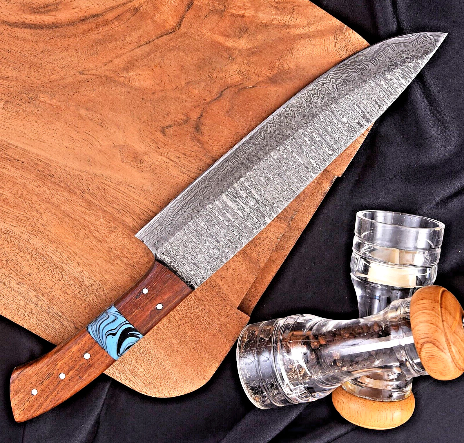 CUSTOM HAND MADE FORGED DAMASCUS STEEL BLADE KITCHEN UTILITY CHEF KNIFE 2073