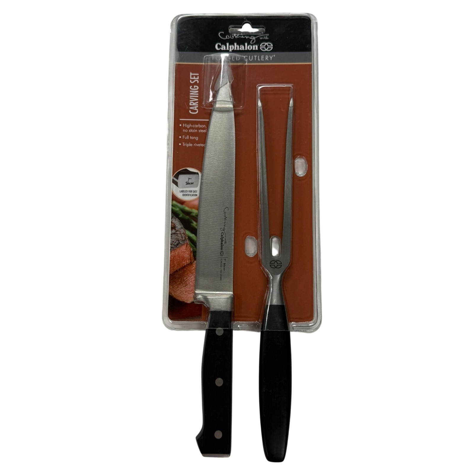 Calphalon Forged Cutlery Carving Set NEW 7″ Slicer 6″ Fork