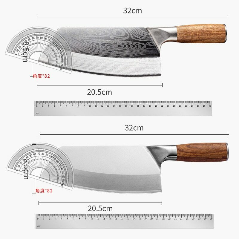 Kitchen Cleaver Forged Knife Chop Butcher Boning Knife Damascus Stainless Steel