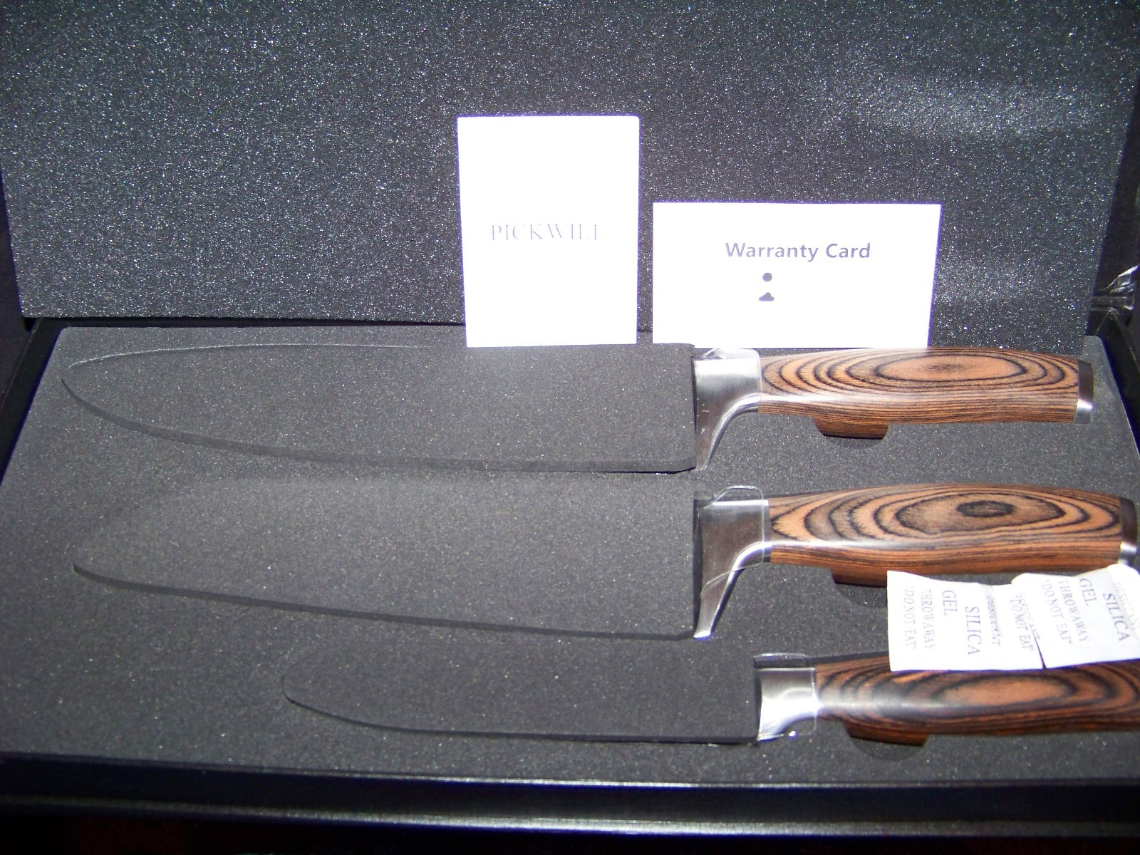Pickwill 3 Piece Chef Kitchen Knife Set High Carbon Stainless Steel Wood Handles