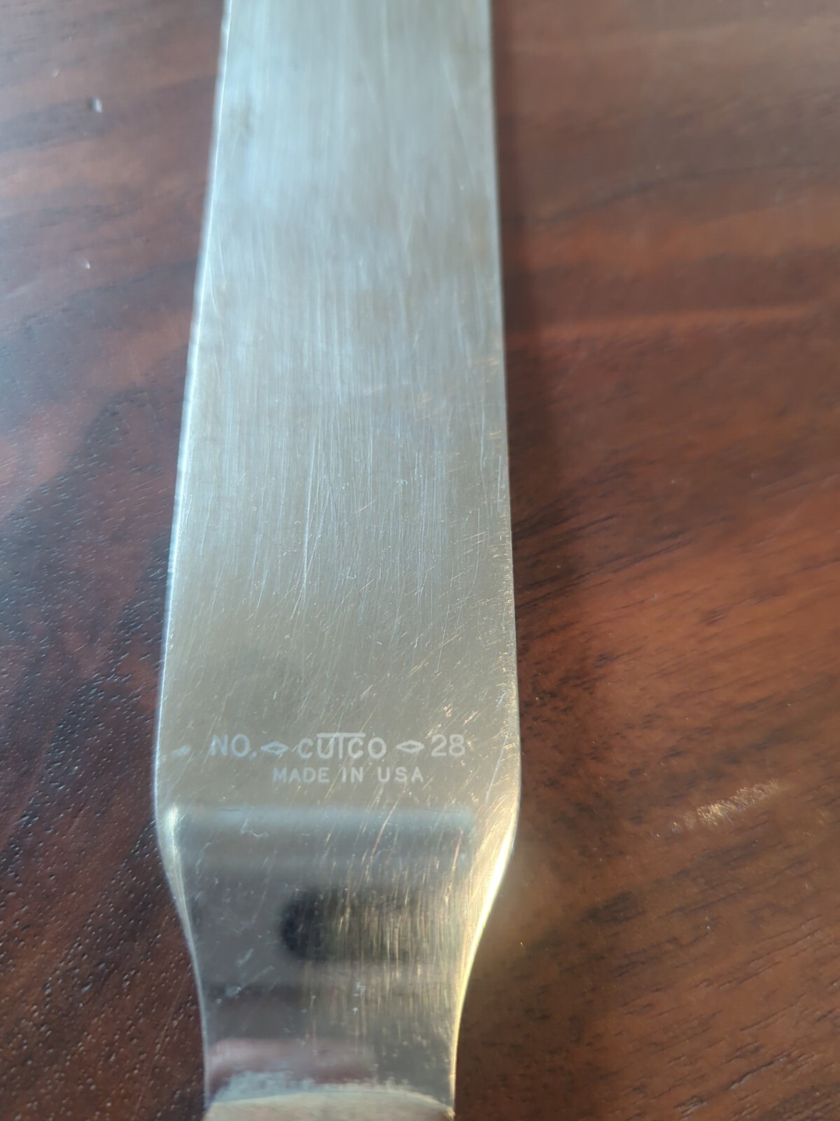 Cutco Vintage No. 28 Large Spreader Spatula Knife Brown Swirl Handle See Picture