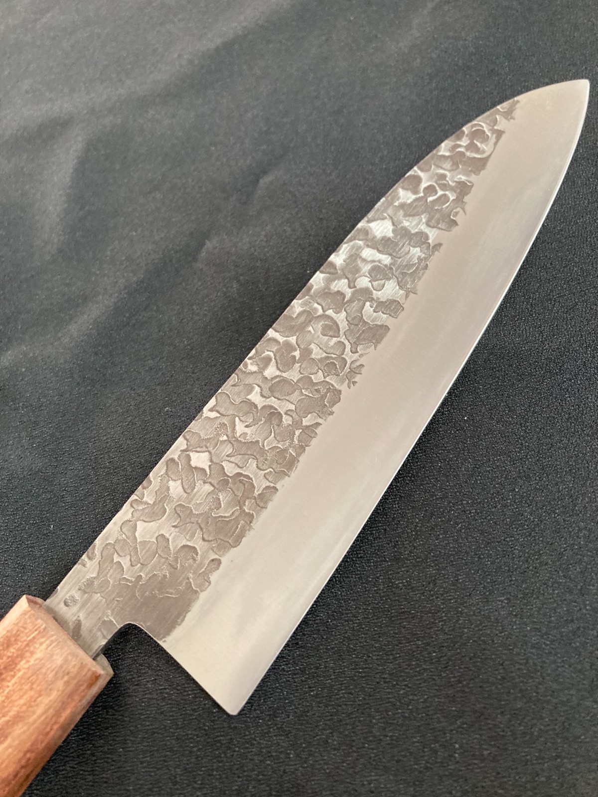 Japanese Santoku Knife 170mm Damascus Hammered Finish Wooden Handle 76