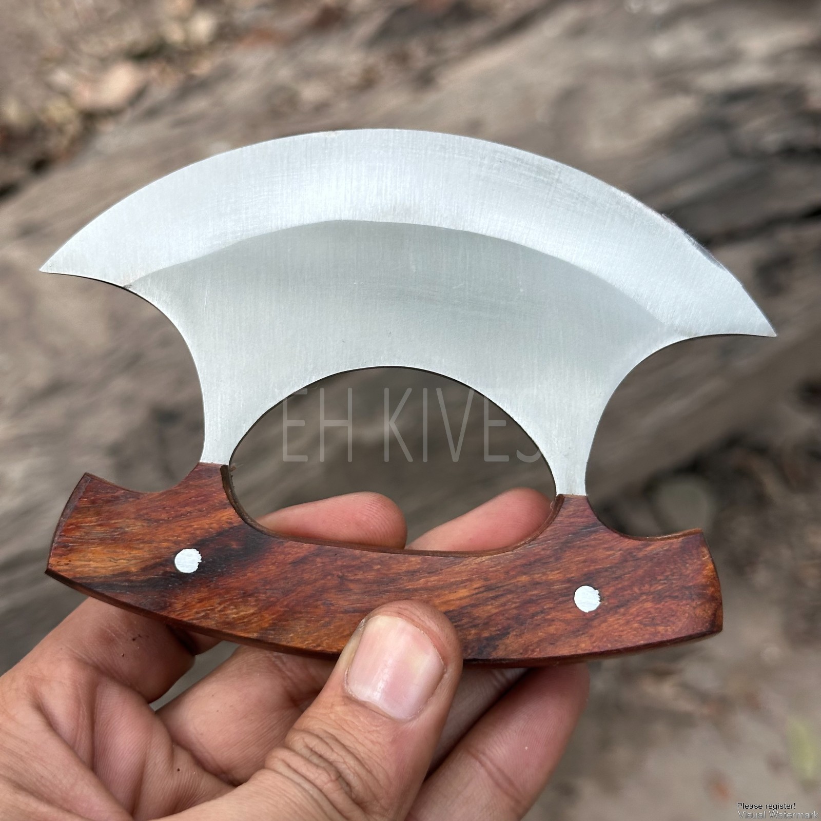Handmade D2 Steel Ulu Vintage Alaskan Kitchen Chef Knife with Sheath