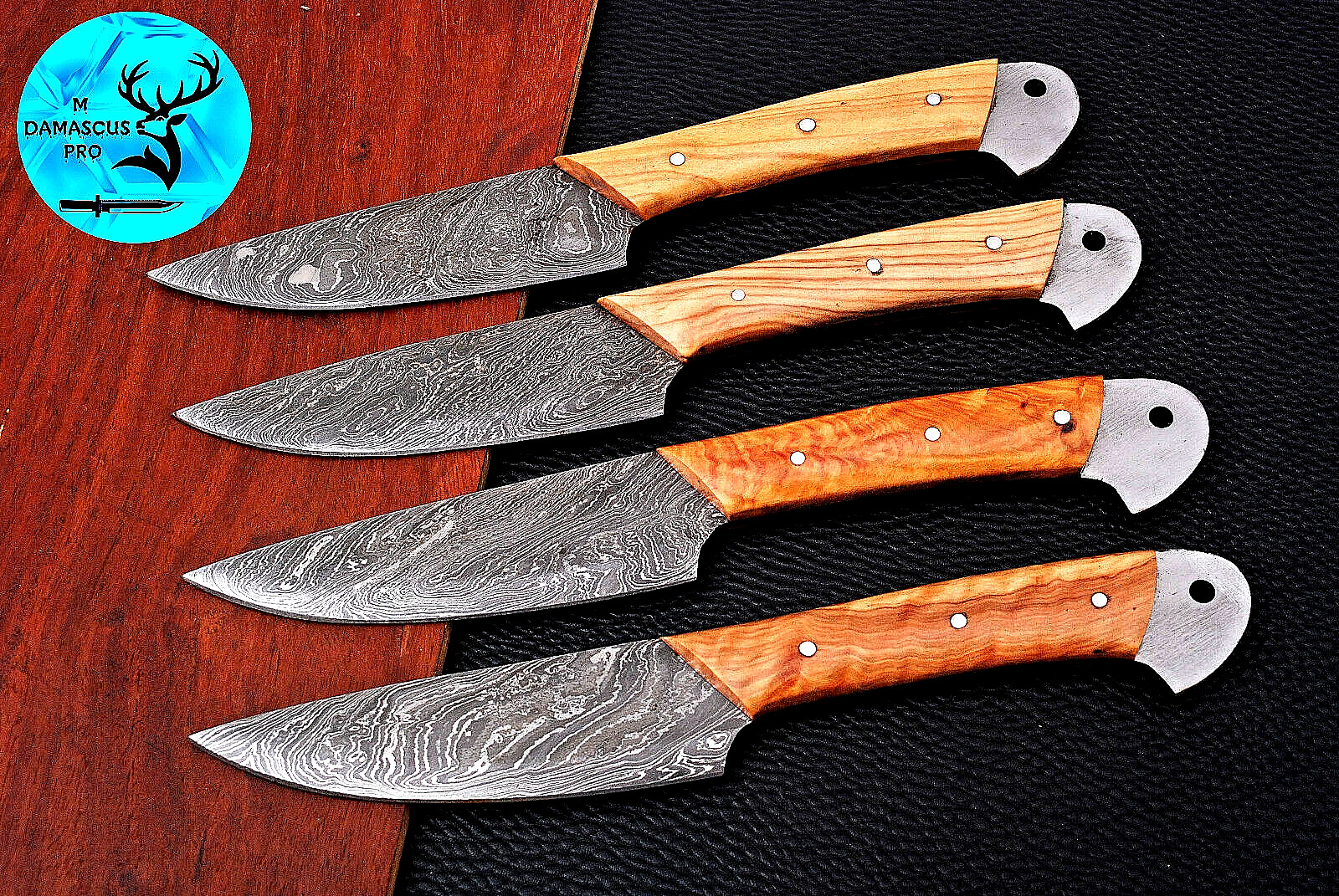 CUSTOM HANDMADE FORGED DAMASCUS STEEL STEAK CHEF KNIFE KITCHEN KNIVES SET 1510