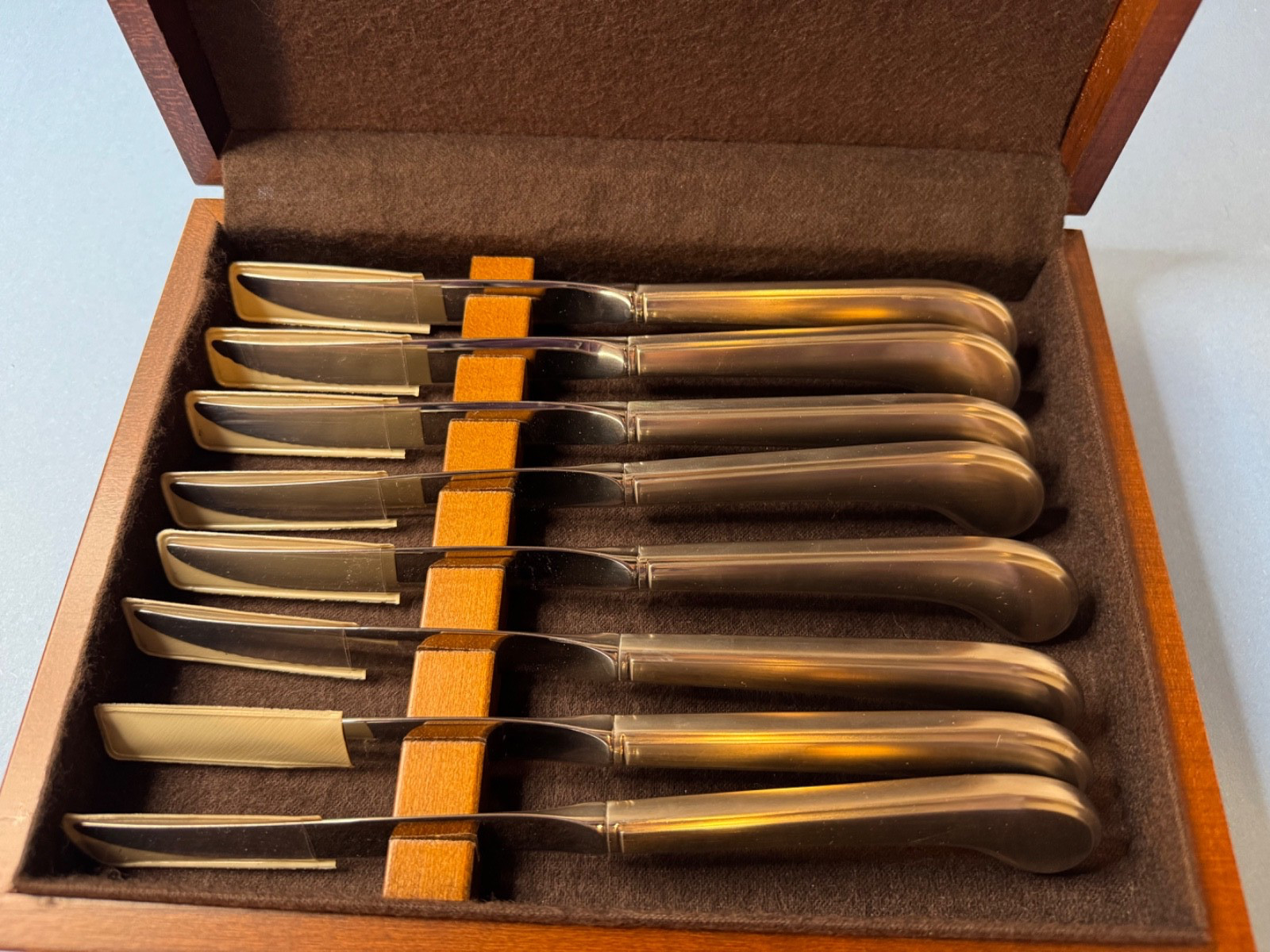 STAINLESS STEEL KNIVES SET OF 8 IN DECORATIVE STORAGE BOX NEW!