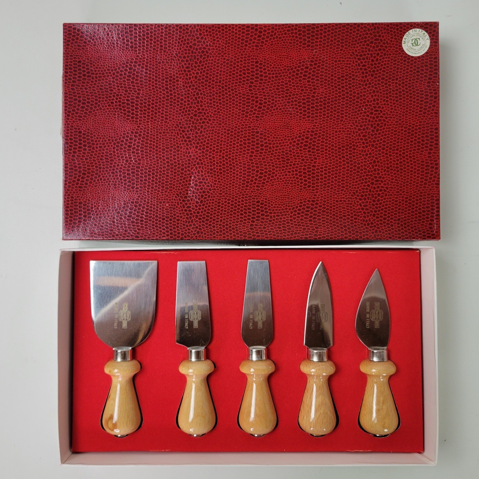 Fama Inox Williams Sonoma Italian Cheese Knife Set 5pc Wood Handle Maniago Italy