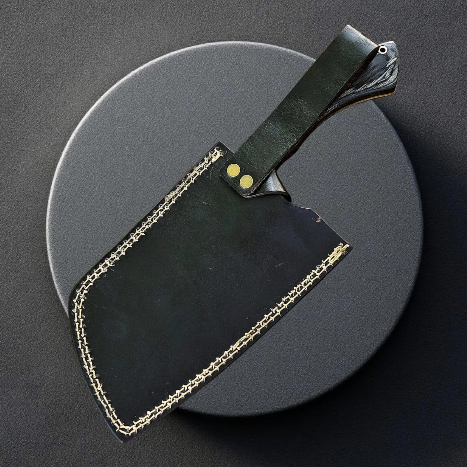Damascus Cleaver Knife Shard Blade Hand Forged Butcher Meat Chopper Wood Sheath