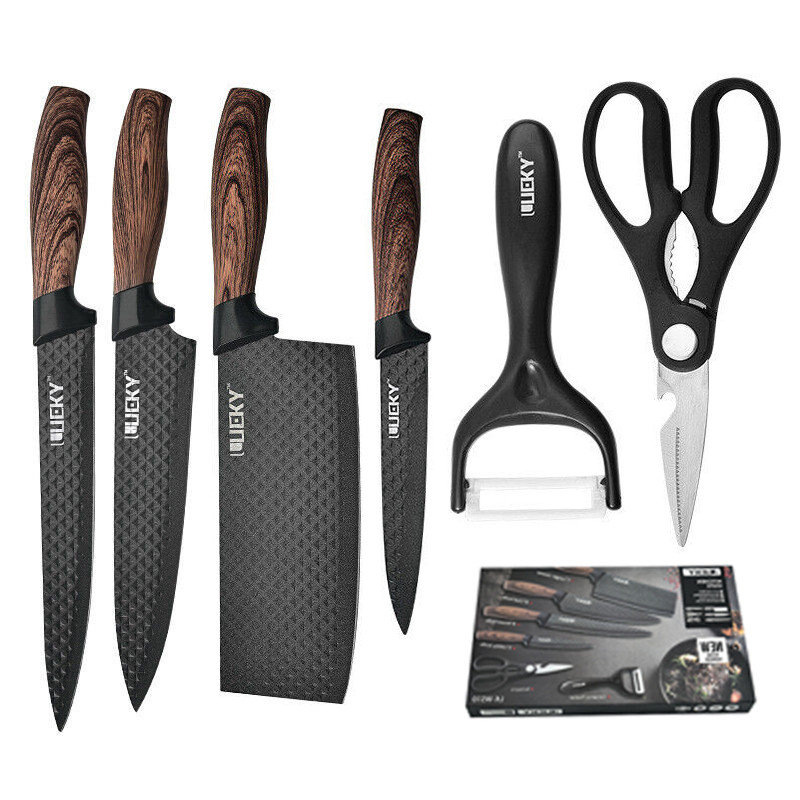 6 PCS Kitchen Knife Set Japanese Damascus Chef Knives Cleaver Set With Gift Box